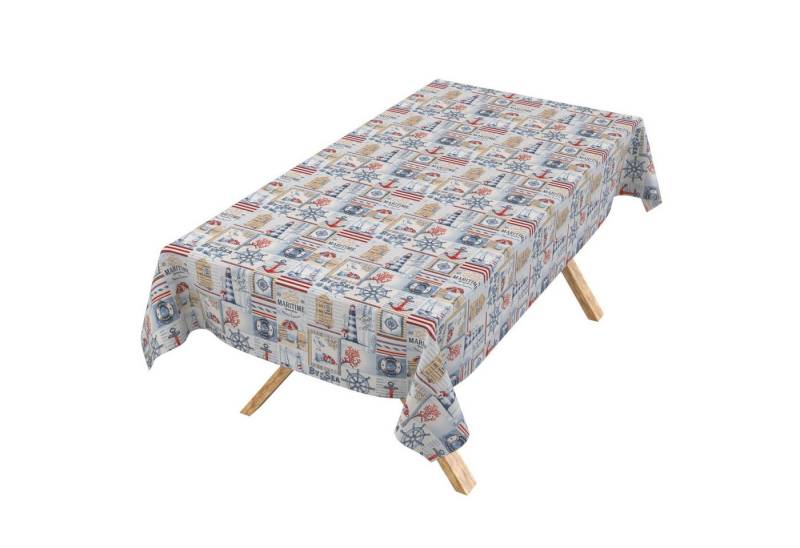ANRO Tischdecke abwaschbar Tischtuch Baumwolle Polyester wasserabweisend (Einzelstück 1-tlg), wasserabweisend Beschichtet Patchwork Rot 100x140cm von ANRO
