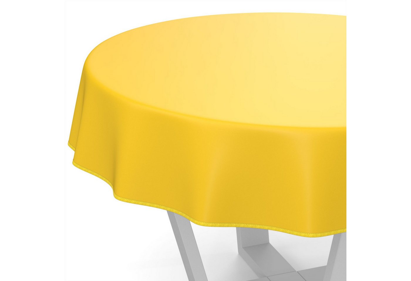 ANRO Tischdecke abwaschbar Wachstuch-Tischdecke Gartentischdecke (Einzelstück 1-tlg), wasserabweisend Einfarbig Gelb Rund 100cm von ANRO