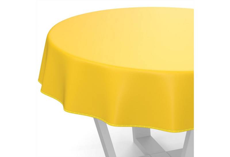 ANRO Tischdecke abwaschbar Wachstuch-Tischdecke Gartentischdecke (Einzelstück 1-tlg), wasserabweisend Einfarbig Gelb Rund 100cm von ANRO