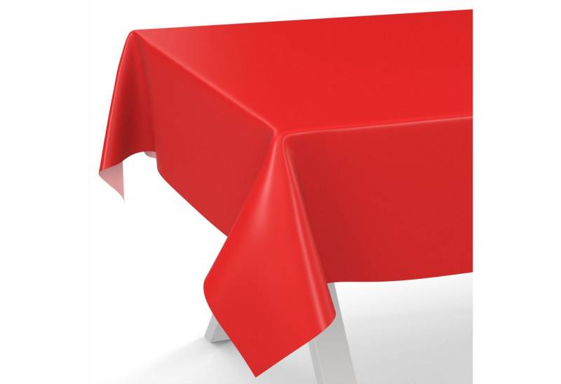 ANRO Tischdecke abwaschbar Wachstuch-Tischdecke Gartentischdecke (Einzelstück 1-tlg), wasserabweisend Einfarbig Rot Breite 140cm von ANRO