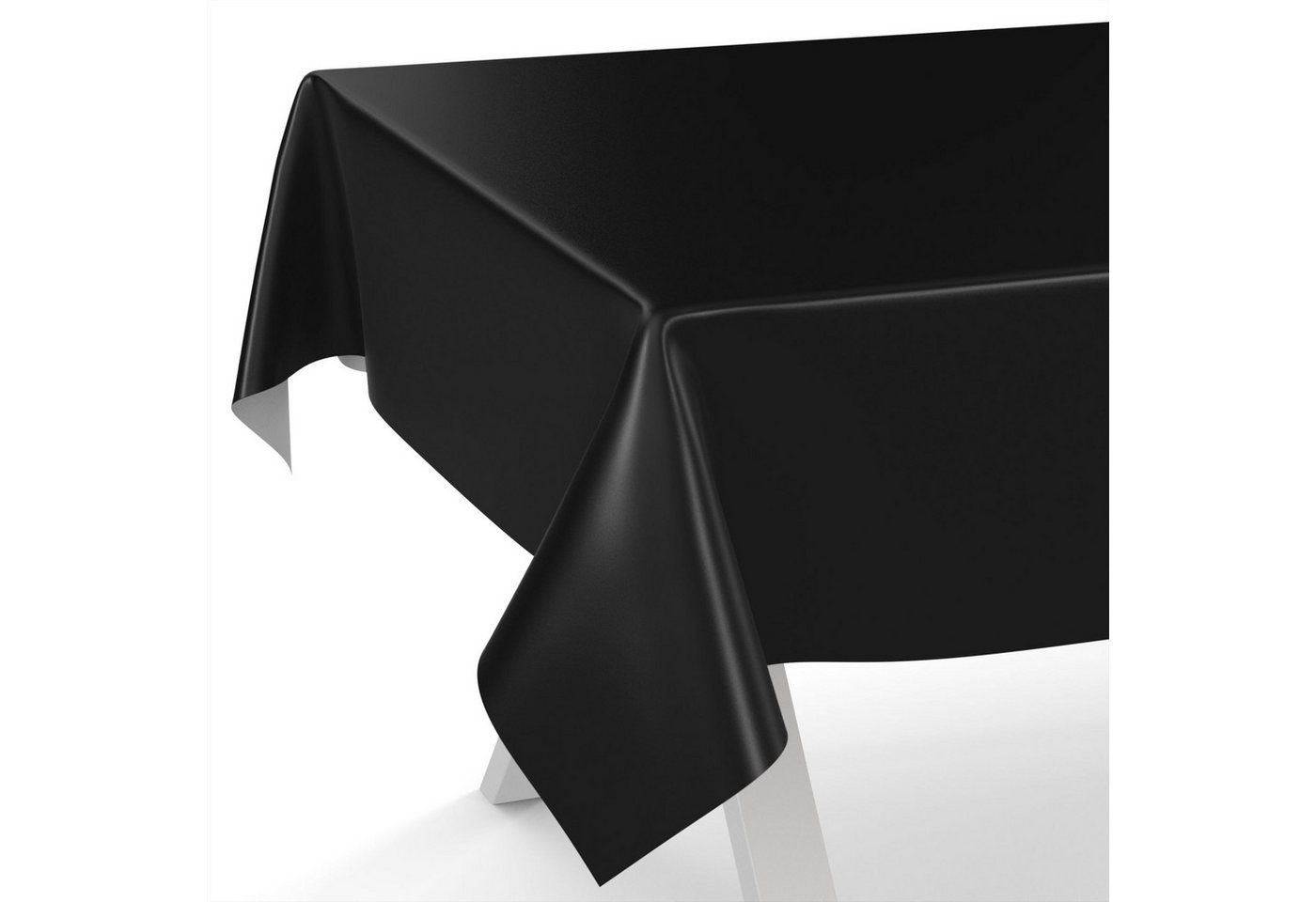ANRO Tischdecke abwaschbar Wachstuch-Tischdecke Gartentischdecke (Einzelstück 1-tlg), wasserabweisend Einfarbig Schwarz Breite 140cm von ANRO