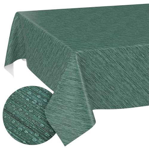 ANRO Tischdecke abwaschbar Wachstuch Wachstuchtischdecke Gartentischdecke Leinen-Optik Pflegeleicht Wasserabweisend 140 x 100 cm (Rechteckig) Grün Schnittkante von ANRO