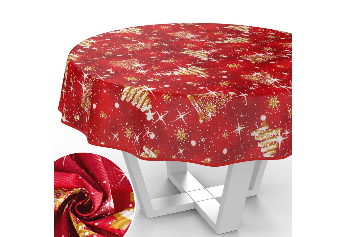 ANRO Tischdecke abwaschbar mit Motiv schmutzabweisend Stoff-Wachstuch 2.0 (Einzelstück 1-tlg), auch als Gartentischdecke - mit Schutzschicht von ANRO