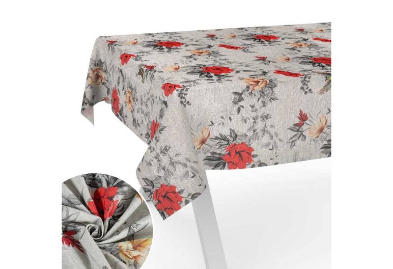 ANRO Tischdecke aus Stoff mit Blumen Pflanzen wasserabweisend Tischtuch Tischwäsche (Einzelstück 1-tlg), mit Acryl Beschichtung ANRO Tischdecke aus Stoff mit Blumen Pflanzen wasserabweisend Tischtuch Tischwäsche (Einzelstück 1-tlg), mit Acryl Beschichtung von ANRO