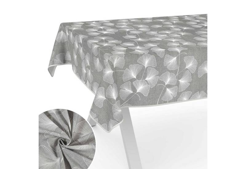 ANRO Tischdecke aus Stoff mit Blumen Pflanzen wasserabweisend Tischtuch Tischwäsche (Einzelstück 1-tlg), mit Acryl Beschichtung von ANRO
