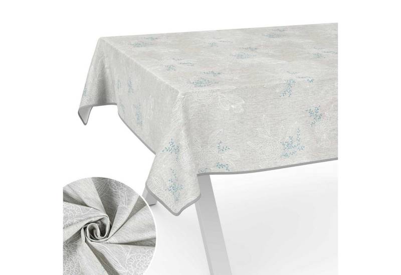 ANRO Tischdecke aus Stoff mit Blumen Pflanzen wasserabweisend Tischtuch Tischwäsche (Einzelstück 1-tlg), mit Acryl Beschichtung von ANRO