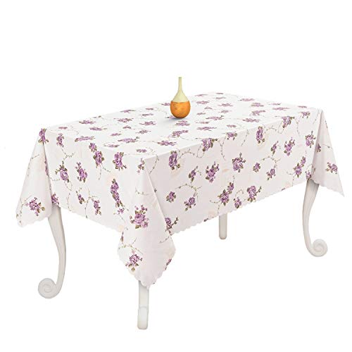 ANRO Tischdecke mit Motiv Rosen Violett in der Größe 140x180cm aus Polyester Landhaus Style von ANRO