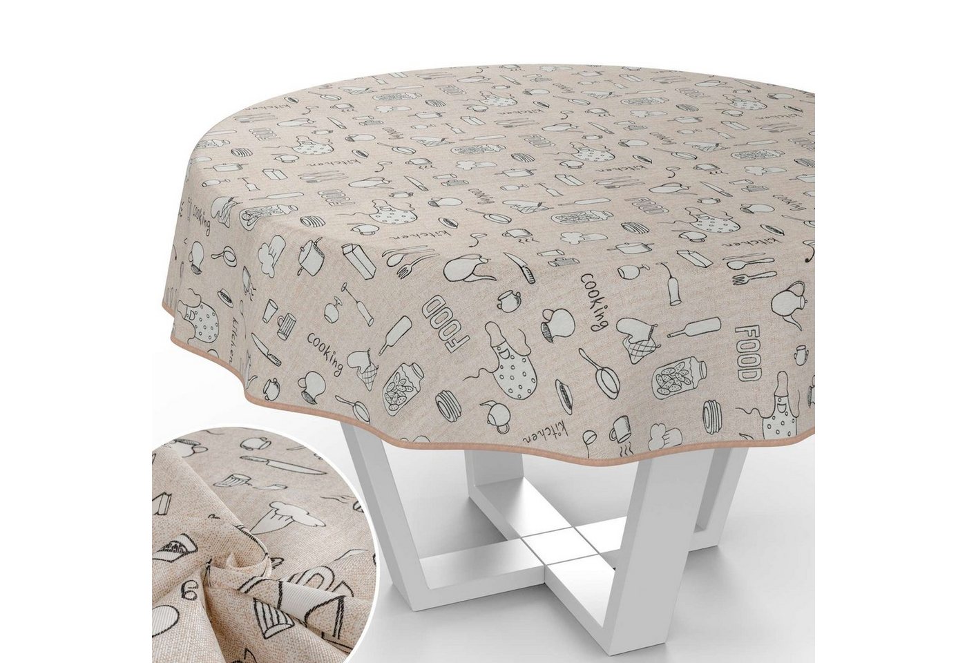 ANRO Tischdecke mit Tee und Kaffee aus Textil Tischtuch mit Beschichtung Tischwäsche (Einzelstück 1-tlg), auch als Gartentischdecke - mit Schutzschicht ANRO Tischdecke mit Tee und Kaffee aus Textil Tischtuch mit Beschichtung Tischwäsche (Einzelstück 1-tlg), auch als Gartentischdecke - mit Schutzschicht von Anro