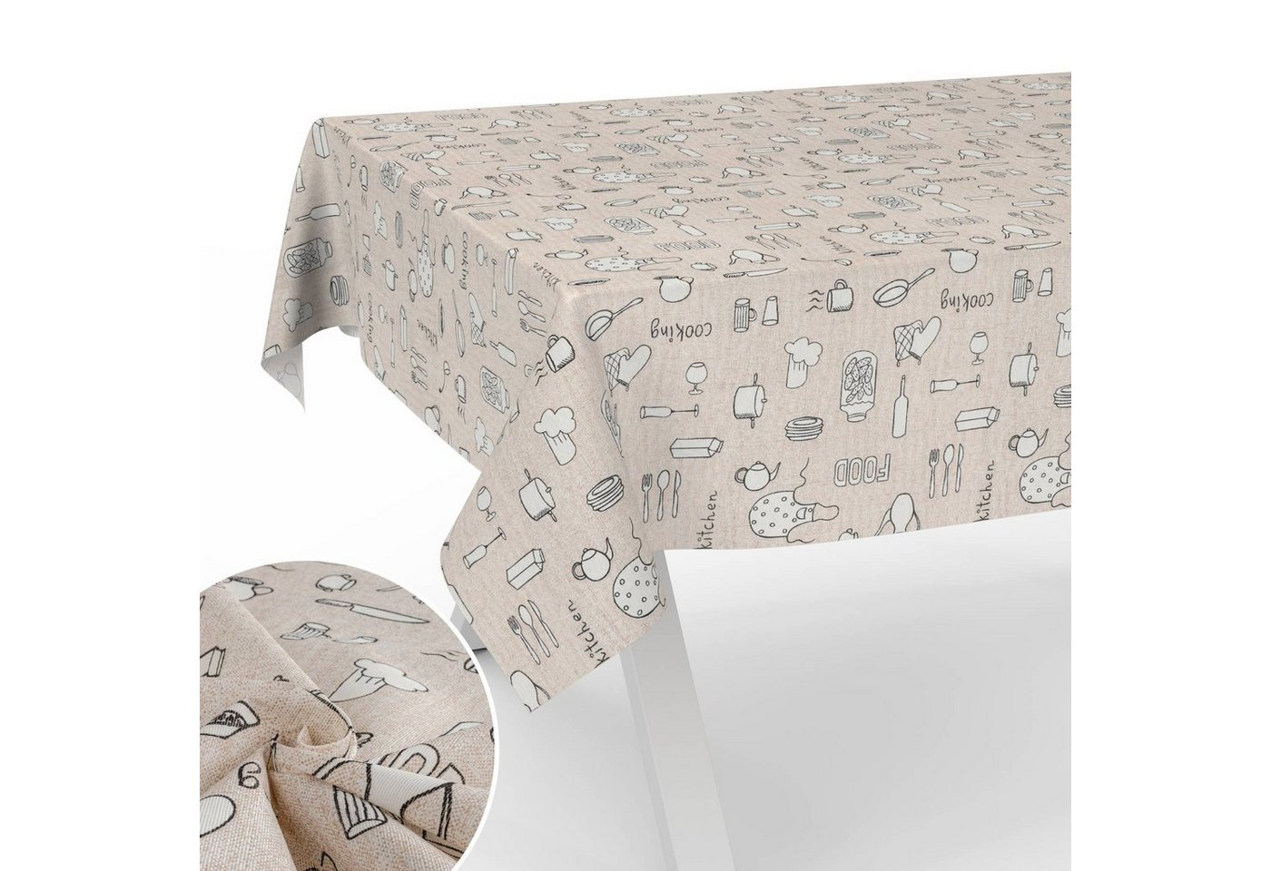 ANRO Tischdecke mit Tee und Kaffee aus Textil Tischtuch mit Beschichtung Tischwäsche (Einzelstück 1-tlg), auch als Gartentischdecke - mit Schutzschicht ANRO Tischdecke mit Tee und Kaffee aus Textil Tischtuch mit Beschichtung Tischwäsche (Einzelstück 1-tlg), auch als Gartentischdecke - mit Schutzschicht von ANRO