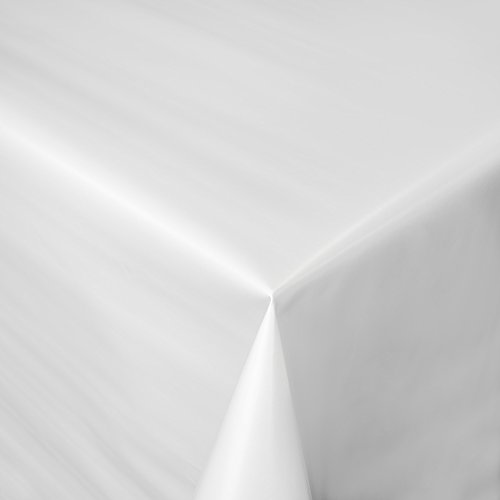 ANRO Wachstuchtischdeck Wachstuch Garten Tischdecke Outdoor Indoor abwaschbar Weiß Uni Glanz Einfarbig RUND OVAL ECKIG 200x140cm von ANRO