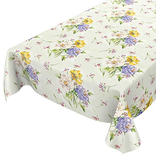 Wachstuchtischdecke abwaschbar Garten Tischdecke Wachstuch Rund Oval Eckig Indoor Outdoor Blumen Muster 140x140cm von ANRO