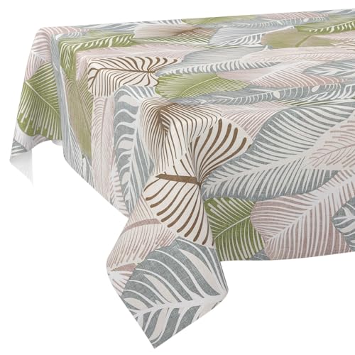 ANRO Wachstuchtischdecke Wachstischdecke Wachstuch Tischdecke abwaschbar Gartentischdecke Wasserabweisend 100x140cm Schnittkante Floral Blätter Laube Grün von ANRO