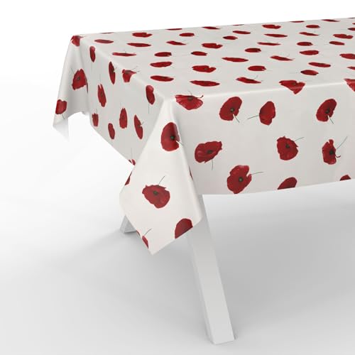 ANRO Wachstuchtischdecke Wachstischdecke Wachstuch Tischdecke abwaschbar Gartentischdecke Wasserabweisend 160x120cm Schnittkante Mohnblume von ANRO