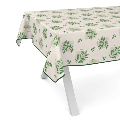 ANRO Wachstuchtischdecke Wachstischdecke Wachstuch Tischdecke abwaschbar Gartentischdecke Wasserabweisend 160x120cm mit Saum (Eingefasst) Kräuter von ANRO