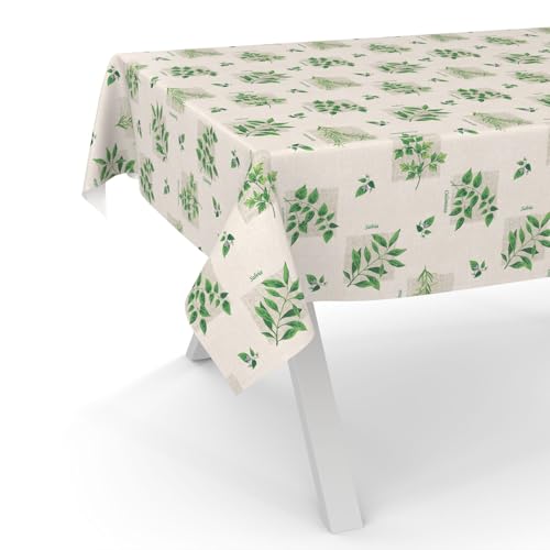 ANRO Wachstuchtischdecke Wachstischdecke Wachstuch Tischdecke abwaschbar Gartentischdecke Wasserabweisend 90x130cm Schnittkante Kräuter von ANRO