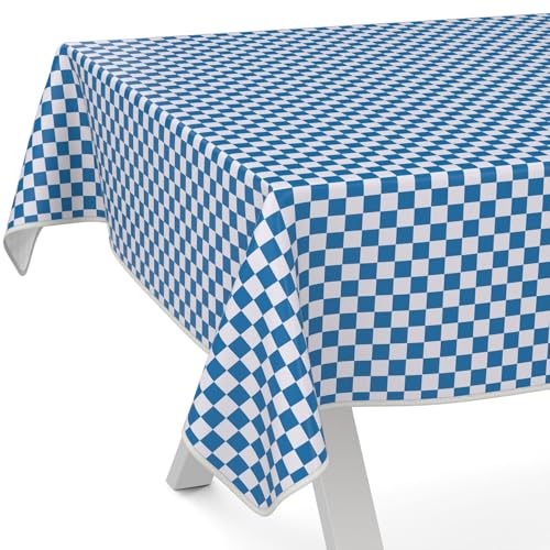 ANRO Wachstuchtischdecke Wachstischdecke Wachstuch Tischdecke abwaschbar Gartentischdecke Wasserabweisend 90x130cm mit Saum (Eingefasst) Klassik Karo Blau von ANRO
