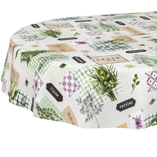 ANRO Wachstuchtischdecke Wachstischdecke Wachstuch Tischdecke abwaschbar Gartentischdecke Wasserabweisend Oval 180x140cm Schnittkante Kräuter Grün ANRO Wachstuchtischdecke Wachstischdecke Wachstuch Tischdecke abwaschbar Gartentischdecke Wasserabweisend Oval 180x140cm Schnittkante Kräuter Grün von ANRO