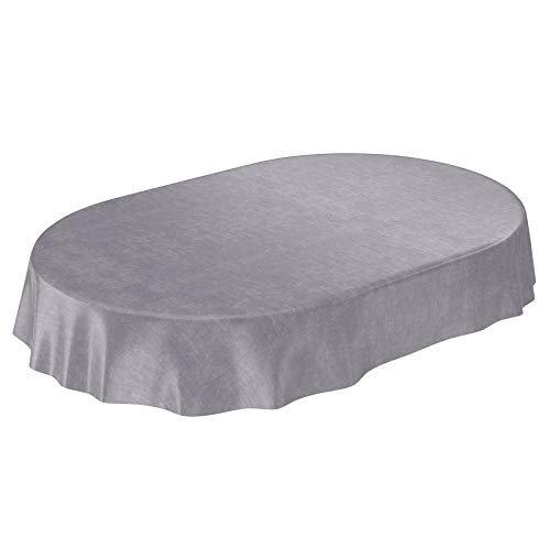 ANRO Wachstuchtischdecke Wachstuch Wachstischdecke Tischdecke Beton Grau Uni Urban Oval 180x140cm von ANRO