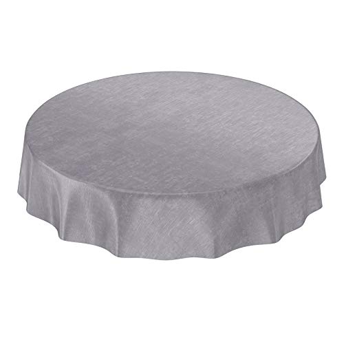 ANRO Tischdecke Wachstuchtischdecke Wachstuch Wachstischdecke Tischdecke Beton Grau Uni Urban Rund 140cm eingefasst von ANRO