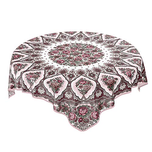 ANRO Wachstuchtischdecke Wachstuch Wachstischdecke Tischdecke Blumen Strauß für runde Tische 136x136cm Rosa Lila von ANRO