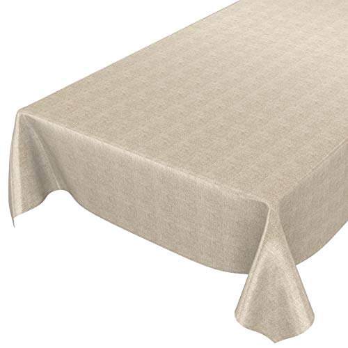 ANRO Wachstuchtischdecke Wachstuch Wachstischdecke Tischdecke Wachstuchdecke Beige Leinenoptik 300x140cm von ANRO