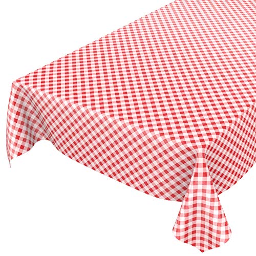 ANRO Wachstuchtischdecke Wachstuch Wachstischdecke Tischdecke Wachstuchdecke Karo Kariert Rot 140x140cm eingefasst von ANRO