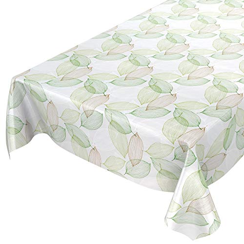 ANRO Wachstuchtischdecke Wachstuch Wachstischdecke Tischdecke abwaschbar Abstrakt Stimmung Laub Grün 220 x 140cm von ANRO