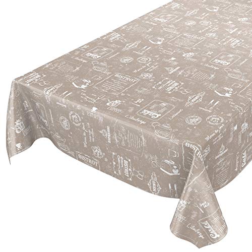 ANRO Wachstuchtischdecke Wachstuch Wachstischdecke Tischdecke abwaschbar Beige Bistro Retro Modern 180x140cm von ANRO