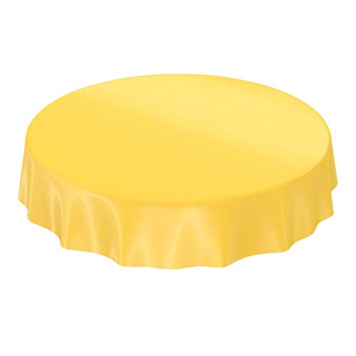 ANRO Wachstuchtischdecke Wachstuch Wachstischdecke Tischdecke abwaschbar Wachstuchtischdecke Wachstischdecke Einfarbig Glänzend Gelb Schnittkante Rund 120cm von ANRO