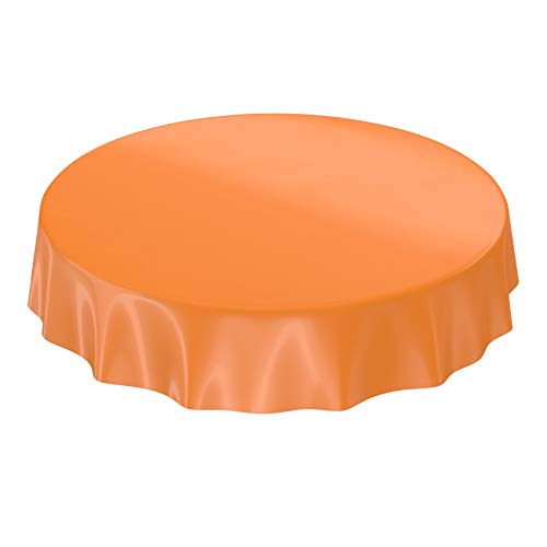 Wachstuchtischdecke Wachstuch abwaschbare Tischdecke Uni Glanz Einfarbig Orange Eingefasst Rund 100cm von ANRO