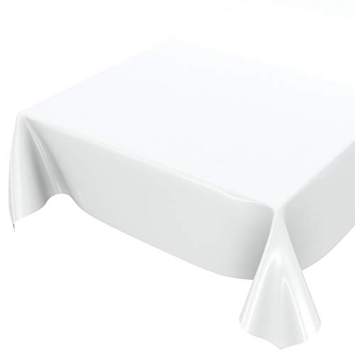 Wachstuchtischdecke Wachstuch abwaschbare Tischdecke Uni Glanz Einfarbig Weiß Schnittkante 500 x 140cm von ANRO