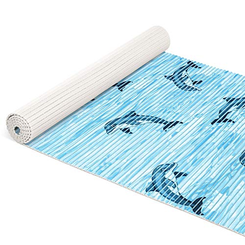 ANRO Weichschaummatte Badematte Bad Dusche WC Vorleger Teppich Antirutsch Badläufer Delfine Blau 200x65cm von ANRO