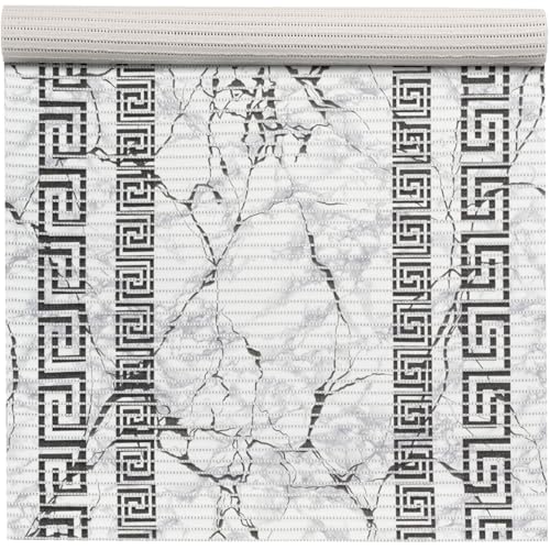 ANRO Weichschaummatte Badematte Bad Dusche WC Vorleger Teppich Antirutsch Badläufer Griechischer Marmor Grau 180x65cm von ANRO