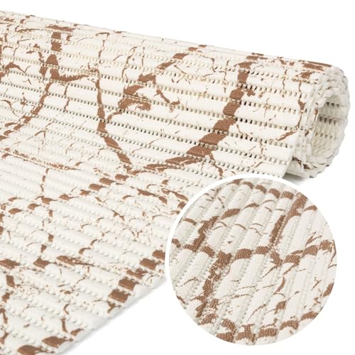 ANRO Weichschaummatte Badematte Bad Dusche WC Vorleger Teppich Antirutsch Badläufer Marmor Beige Weiß 350x130cm von ANRO