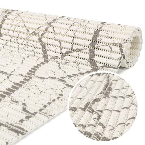 ANRO Weichschaummatte Badematte Bad Dusche WC Vorleger Teppich Antirutsch Badläufer Marmor Grau Weiß 240x65cm von ANRO