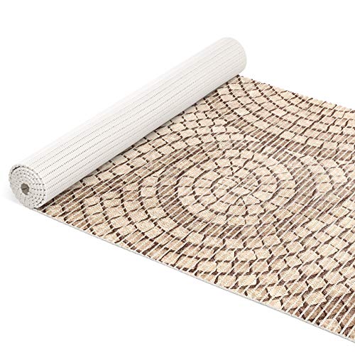 ANRO Weichschaummatte Badematte Bad Dusche WC Vorleger Teppich Antirutsch Badläufer Mosaiksteine Beige 1000x65cm (10m) von ANRO