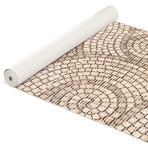 ANRO Weichschaummatte Badematte Bad Dusche WC Vorleger Teppich Antirutsch Badläufer Mosaiksteine Beige 100x80cm von ANRO