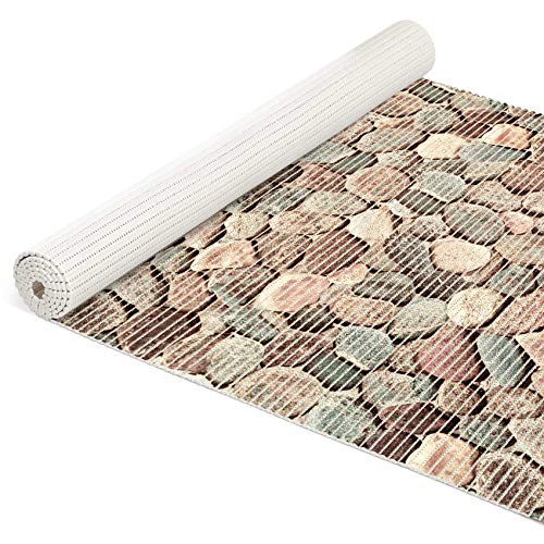 ANRO Weichschaummatte Badematte Bad Dusche WC Vorleger Teppich Antirutsch Badläufer Steine Mehrfarbig 260x80cm von ANRO
