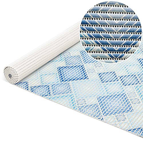 ANRO Weichschaummatte Badematte Badvorleger Duschvorleger Antirutsch Badläufer Patchwork Blau 260x80cm von ANRO