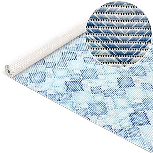 ANRO Weichschaummatte Badematte Badvorleger Duschvorleger Antirutsch Badläufer Patchwork Blau 280x130cm von ANRO