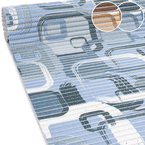 ANRO Weichschaummatte Badematte Badvorleger Schaumstoff Bad Läufer Dusche WC Sauna rutschfest anpassbar Meterware Moderno Blau 500x130cm von ANRO
