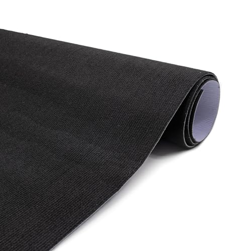 ANRO Bodenmatte selbsthaftend Teppich Läufer Matte Meterware selbsthaftender Bodenbelag rutschfest anpassbar Größe 180x150cm Schwarz von ANRO