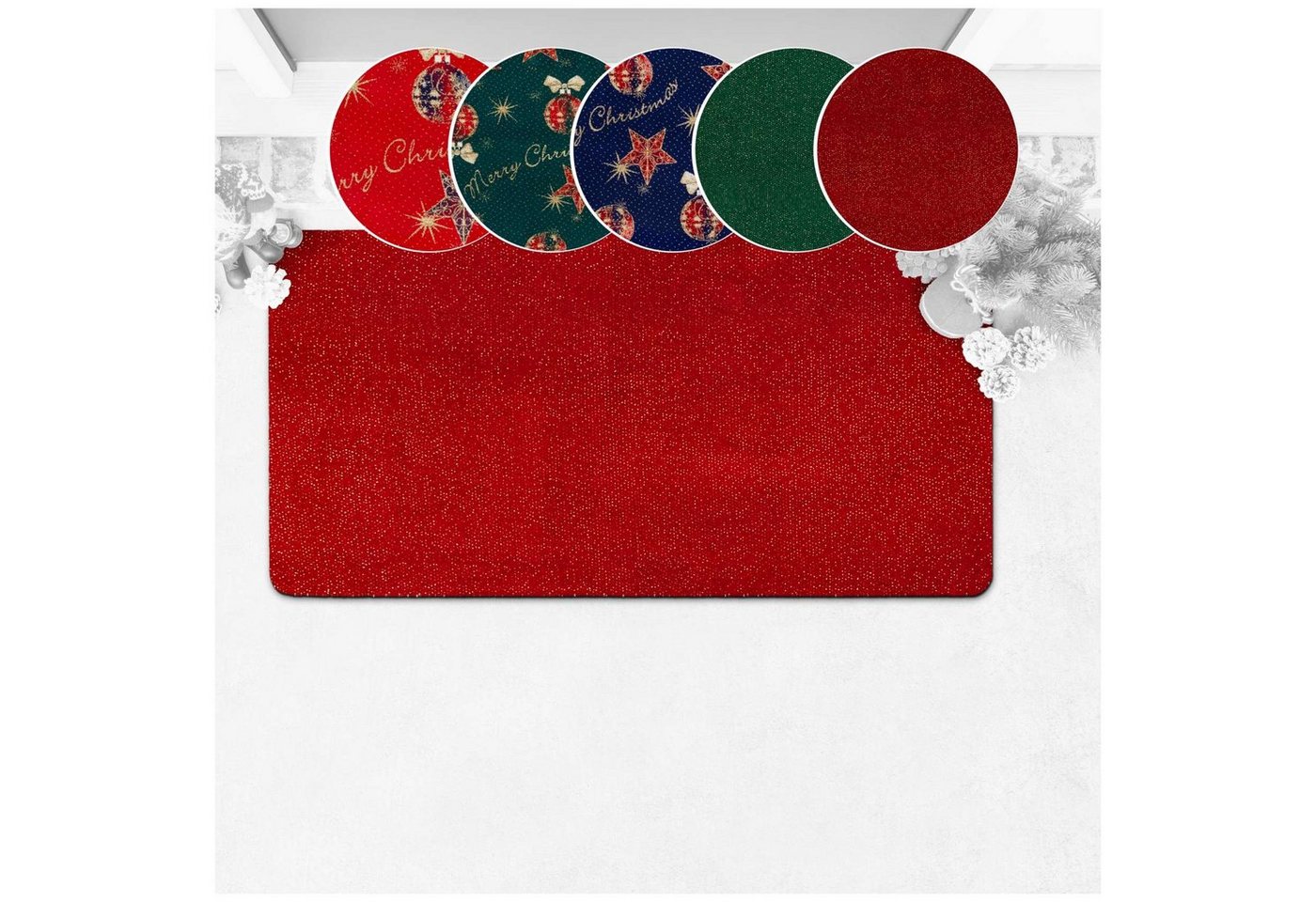 Fußmatte Küchenläufer Fußmatte Teppichvorleger Flurläufer Textil Weihnachten, ANRO, Rechteckig, Höhe: 3 mm, Textil von ANRO