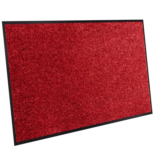 Fußmatte Schmutzfangmatte mit Gummirand Amigo Türmatte Fußabtreter für Haustür innen und außen rutschfest waschbar Rot 60x80cm von ANRO