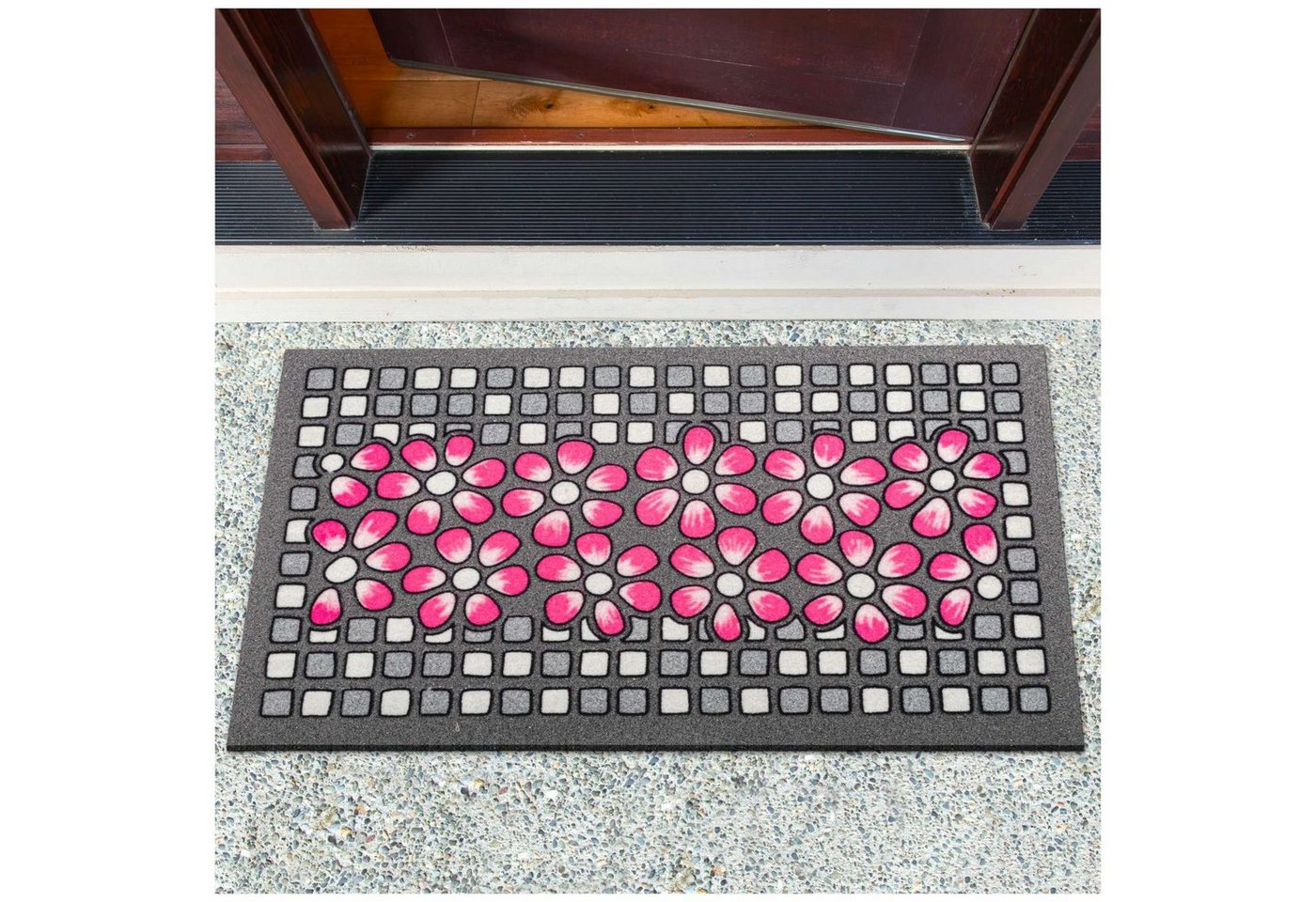 Fußmatte Türvorleger Schmurzfangmatte, ANRO, Rechteck, Höhe: 8 mm, 3D-Effekt Größe 40x68cm von ANRO