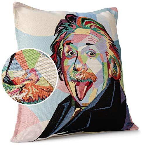 Kissenbezug Dekokissen Kissen Sofakissen Kissenbezüge Kissenhülle Gobelin Motiv Albert Einstein 45x45cm mit Füllung von ANRO