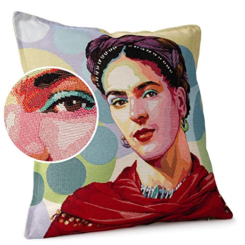 ANRO Kissenbezug Dekokissen Kissen Sofakissen Kissenbezüge Kissenhülle Gobelin Motiv Frida Kahlo 45x45cm ohne Füllung von ANRO