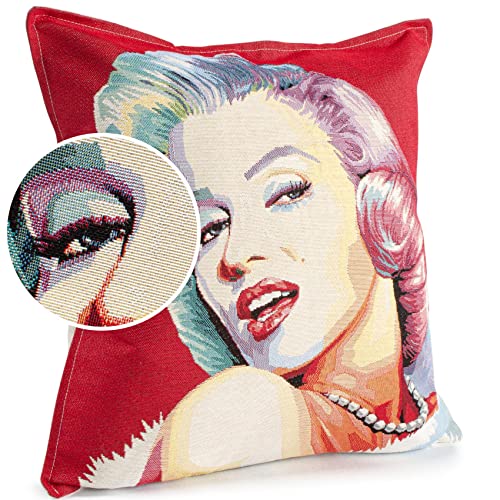 ANRO Kissenbezug Dekokissen Kissen Sofakissen Kissenbezüge Kissenhülle Gobelin Motiv Marilyn Monroe 45x45cm mit Füllung von ANRO