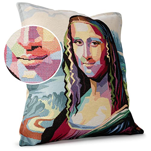 ANRO Kissenbezug Dekokissen Kissen Sofakissen Kissenbezüge Kissenhülle Gobelin Motiv Mona Lisa 45x45cm ohne Füllung von ANRO