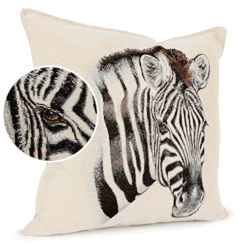 ANRO Kissenbezug Dekokissen Kissen Sofakissen Kissenbezüge Kissenhülle Gobelin Zebra 45x45cm mit Füllung von ANRO